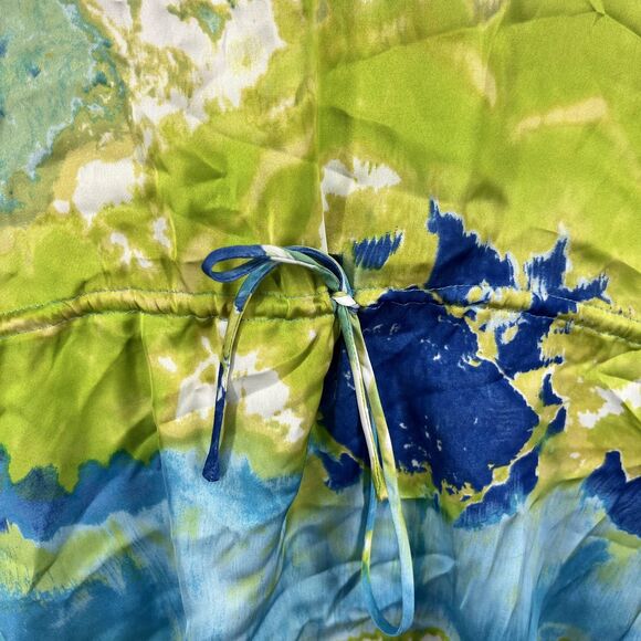 Chaps Shirt Womens Large Blue Green Tie Dye V Neck Kimono Sleeve Drawstring - Picture 5 of 15